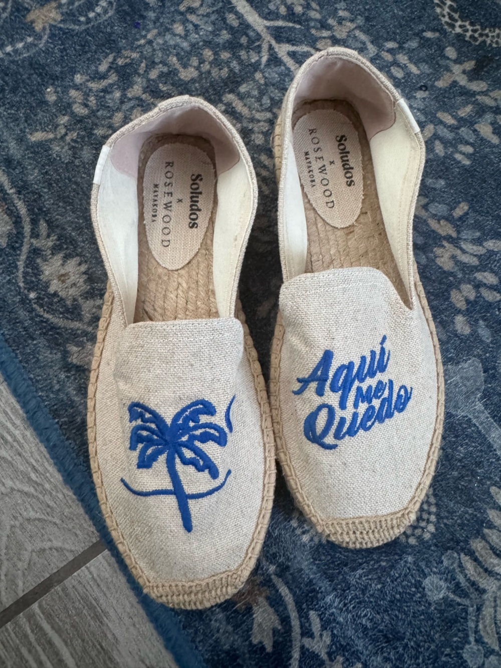 Soludos x Rosewood Mayakora Espadrilles with Blue Embroidery size 9